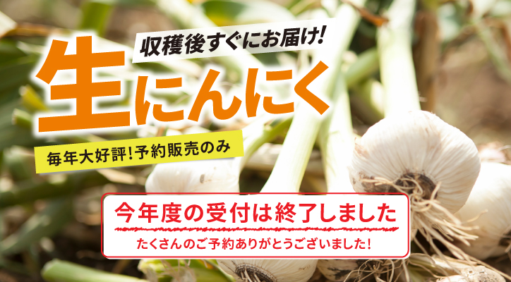 今年度の生にんにくの受付は終了しました。